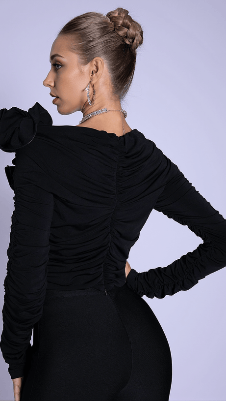 Top con pieghe floreali 3D LORIE