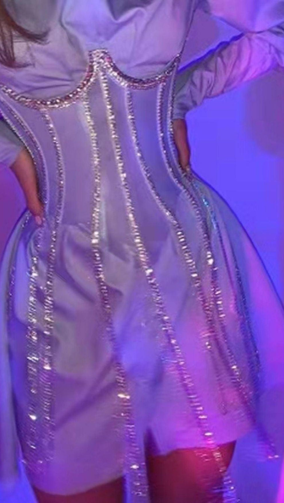 BLACK CRYSTAL TASSELS CORSET