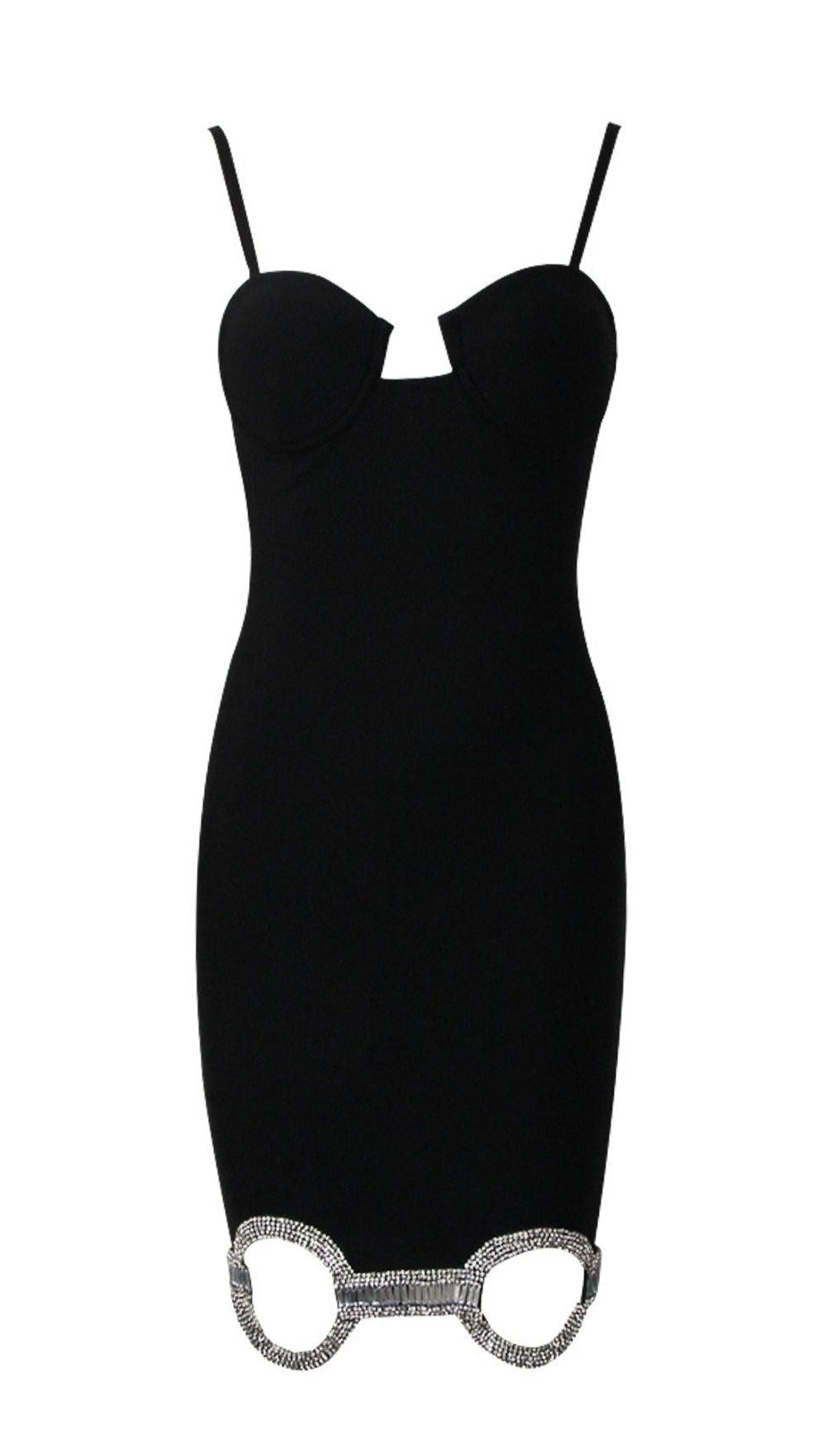 MINI ABITO CON BENDAGGIO DI CRISTALLI NERO