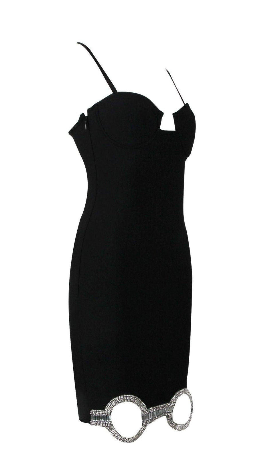 CRYSTAL BANDAGE MINI DRESS IN BLACK