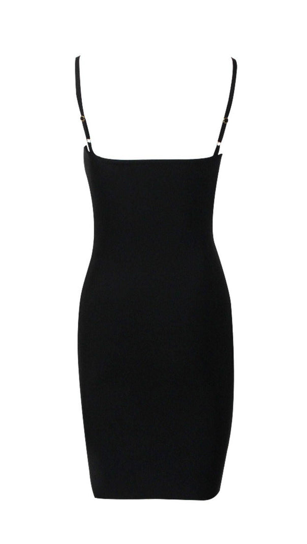 AIIZIE CRYSTAL BANDAGE MINI DRESS IN BLACK - product image