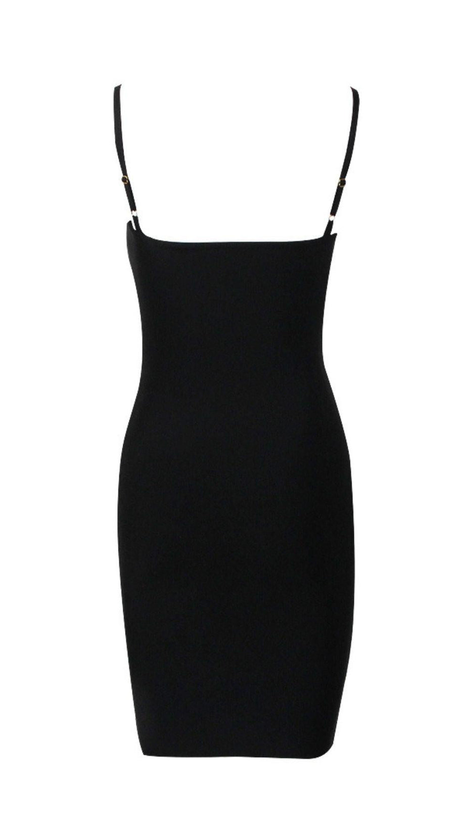 CRYSTAL BANDAGE MINI DRESS IN BLACK