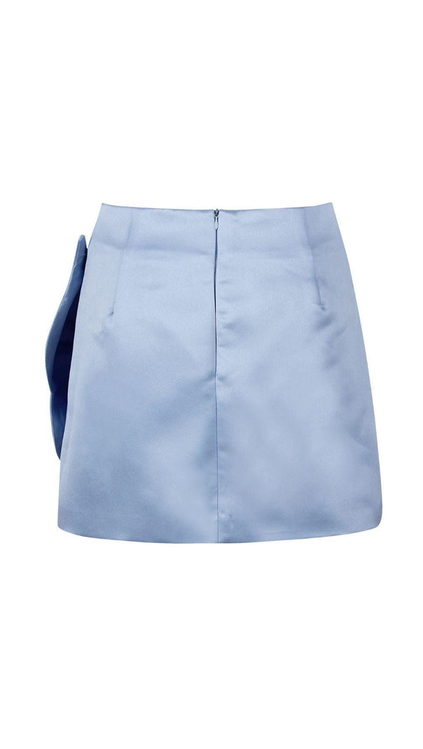 AIIZIE SATIN CRYSTAL BOW SKIRT IN BLUE - product image