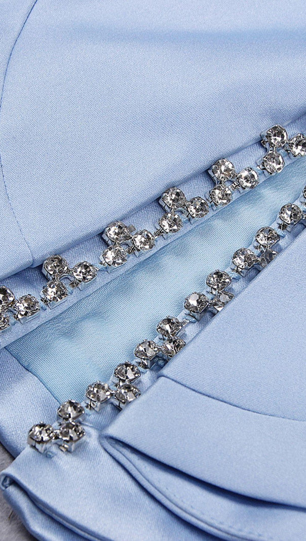 AIIZIE SATIN CRYSTAL BOW SKIRT IN BLUE - product image