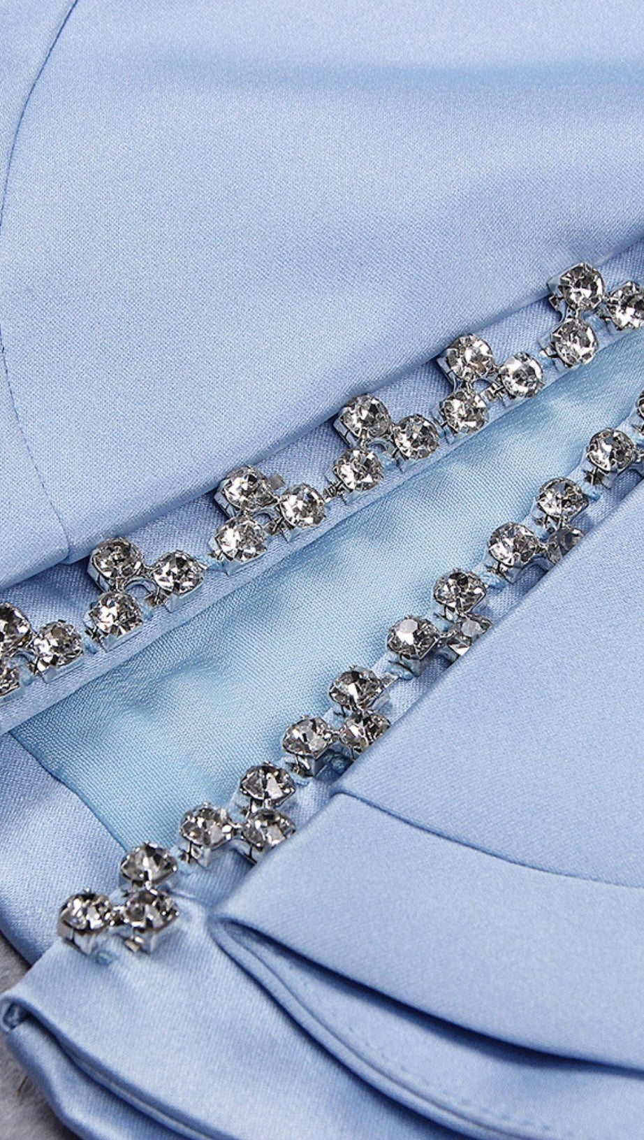SATIN CRYSTAL BOW SKIRT IN BLUE