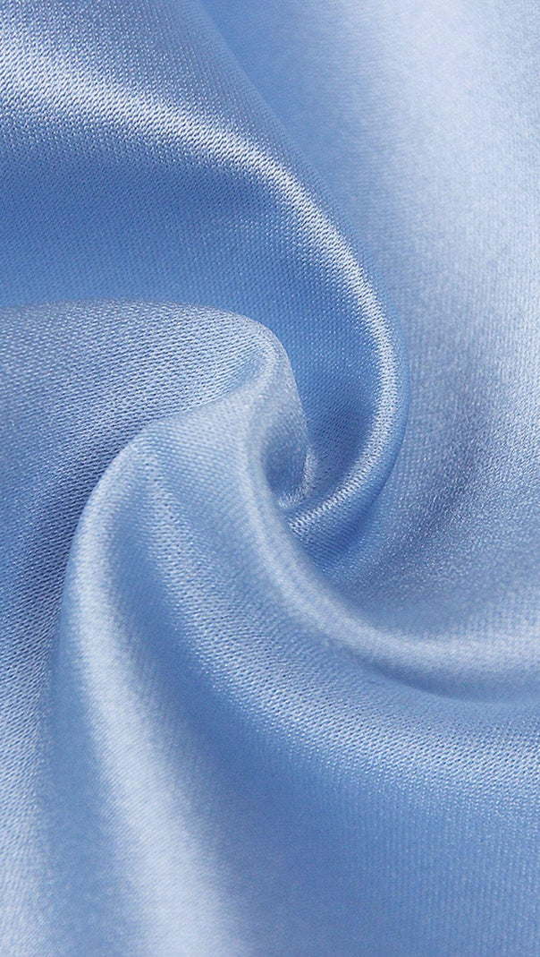 AIIZIE SATIN CRYSTAL BOW SKIRT IN BLUE - product image