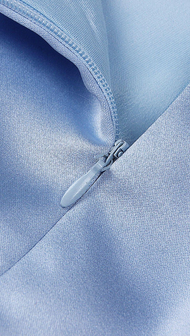 AIIZIE SATIN CRYSTAL BOW SKIRT IN BLUE - product image