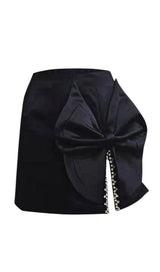 SATIN CRYSTAL BOW SKIRT IN BLUE