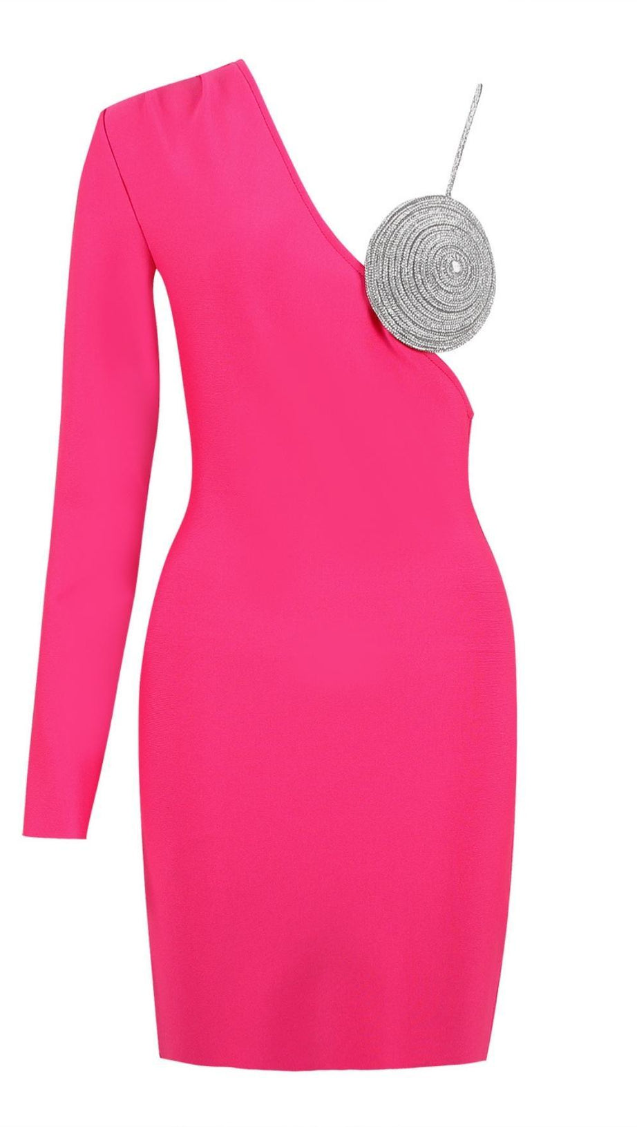 BLACK ONE SHOULDER CRYSTAL MINI DRESS