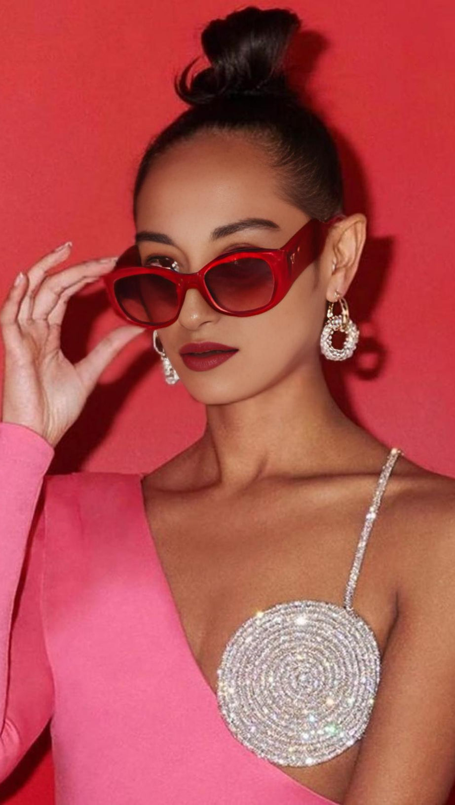 BLACK ONE SHOULDER CRYSTAL MINI DRESS