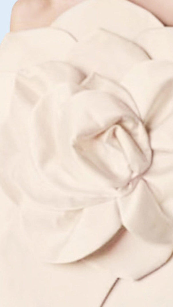 AIIZIE APRICOT ONE-SHOULDER THREE-DIMENSIONAL FLOWER BACKLESS DRESS - product image