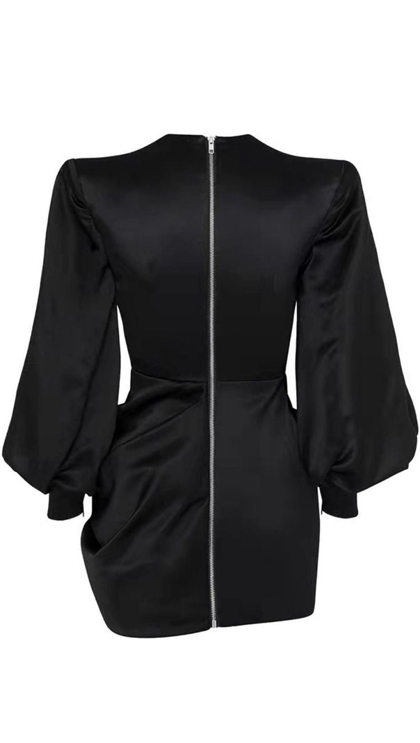 AIIZIE BLACK STAIN DEEP V-NECK MINI DRESS - product image