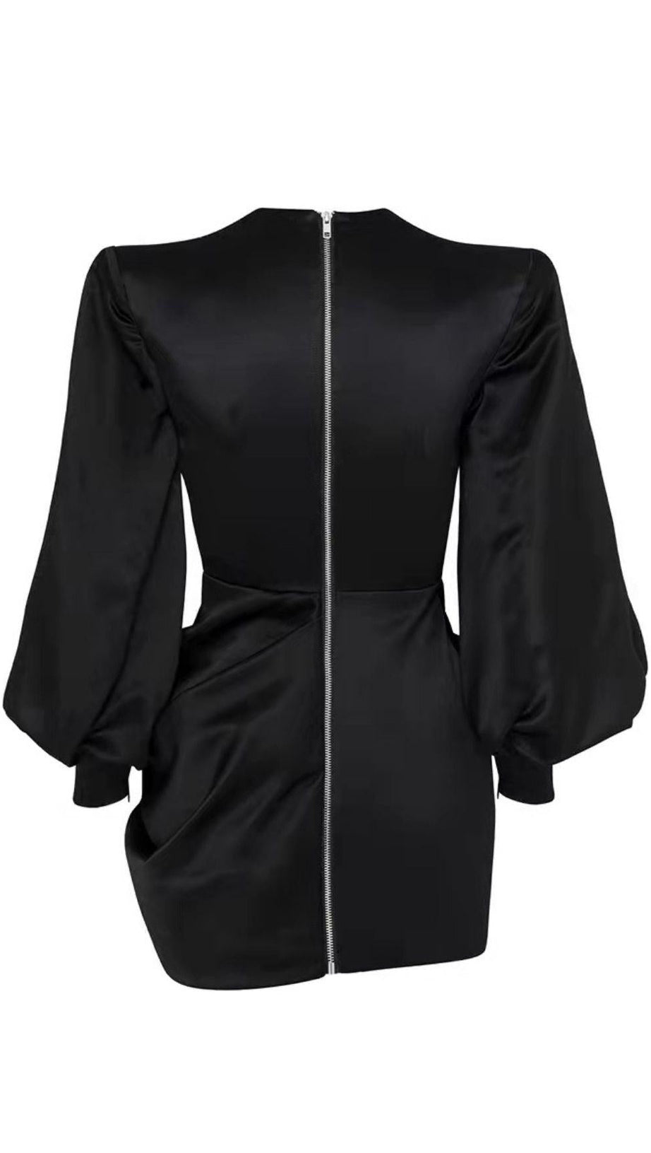 BLACK STAIN DEEP V-NECK MINI DRESS