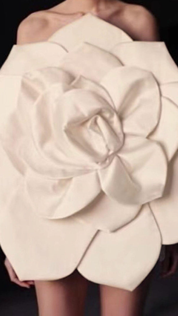 AIIZIE APRICOT ONE-SHOULDER THREE-DIMENSIONAL FLOWER BACKLESS DRESS - product image