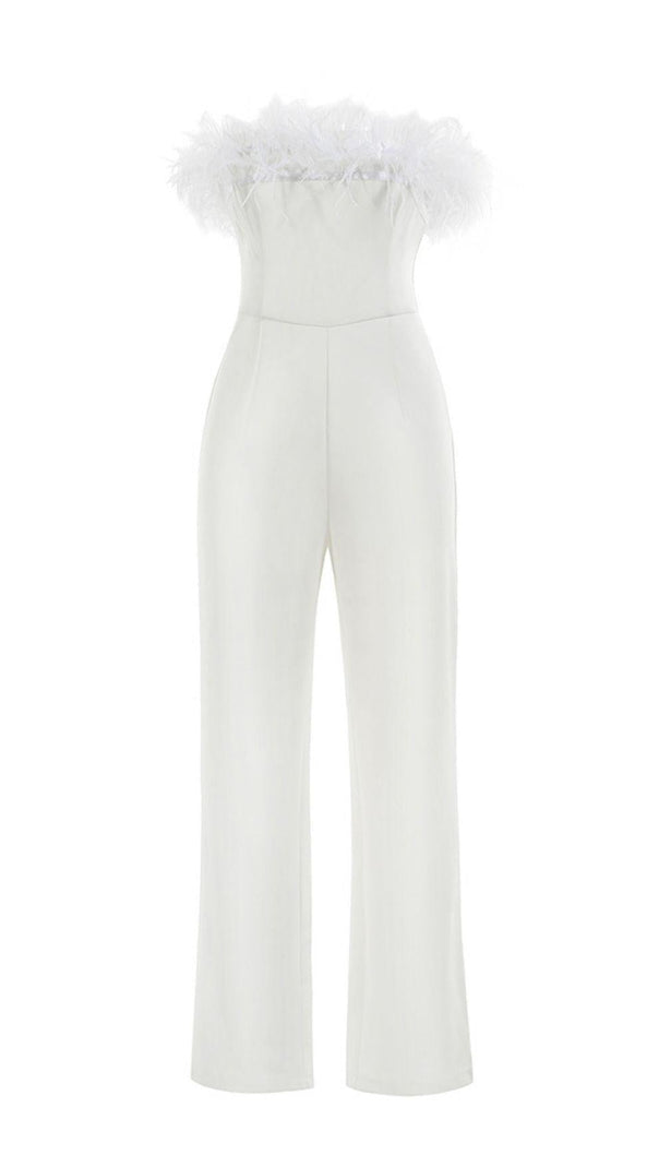 AIIZIE WHITE FEATHER JUMPSUIT - product image