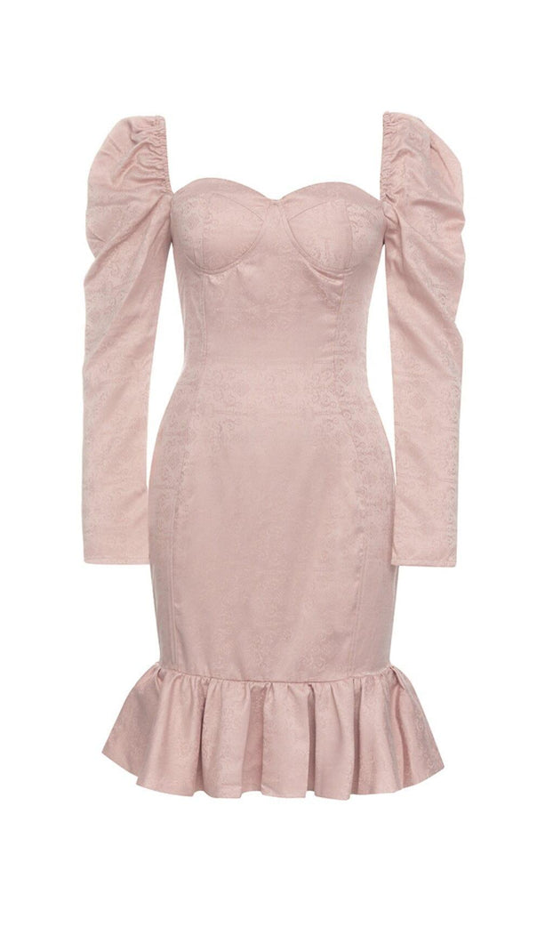 AIIZIE APRICOT FRENCH SEXY PUFF SLEEVE MERMAID DRESS - product image
