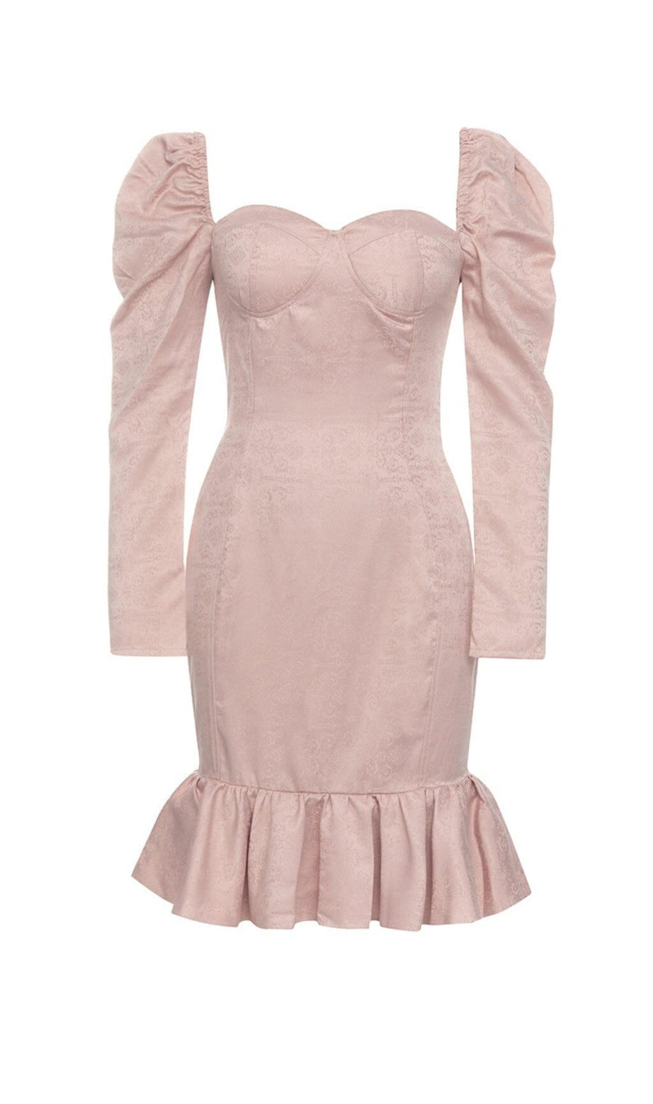 Aprikosenfarbenes französisches sexy Meerjungfrauenkleid mit Puffenärmeln