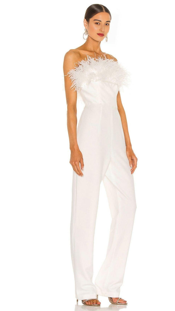 AIIZIE WHITE FEATHER JUMPSUIT - product image
