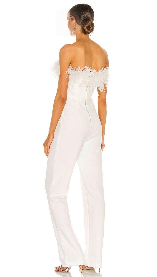 AIIZIE WHITE FEATHER JUMPSUIT - product image