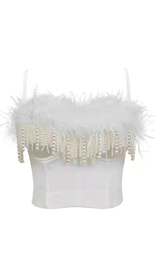 AIIZIE WHITE FEATHER PEARL TOP - product image