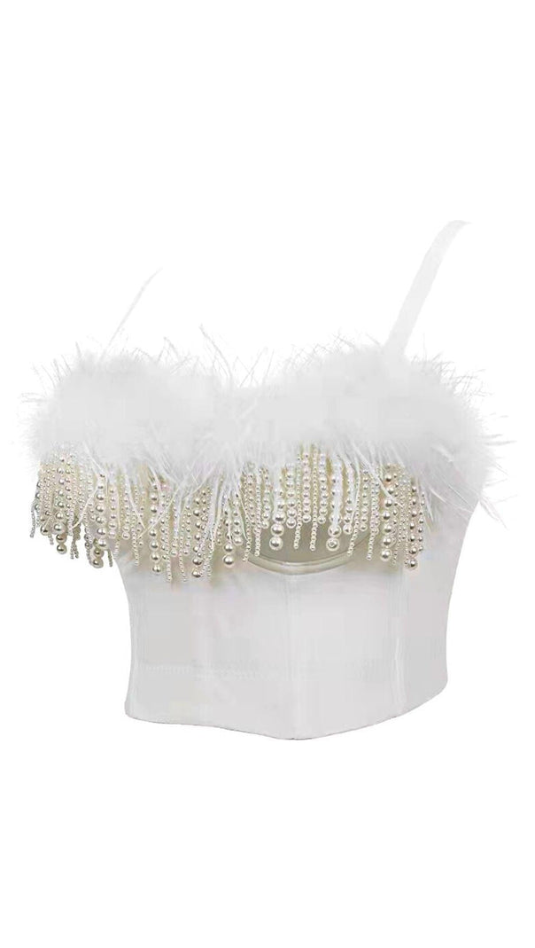 AIIZIE WHITE FEATHER PEARL TOP - product image