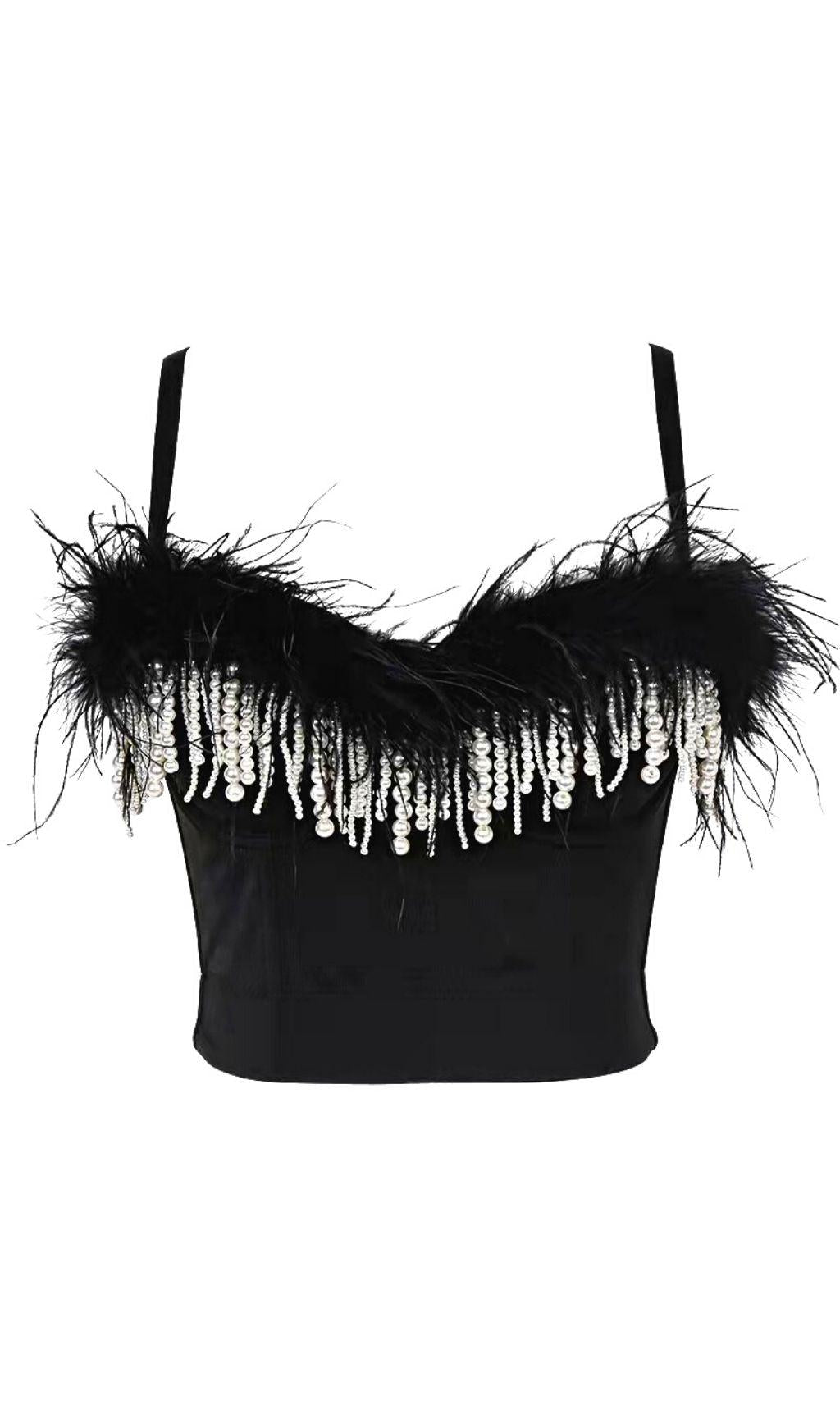 TOP CORSETTO CON PIUME DI PERLA