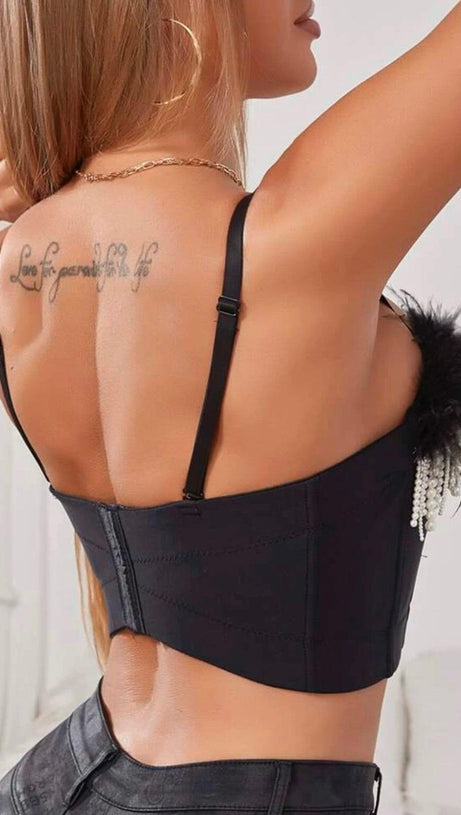 TOP CORSETTO CON PIUME DI PERLA