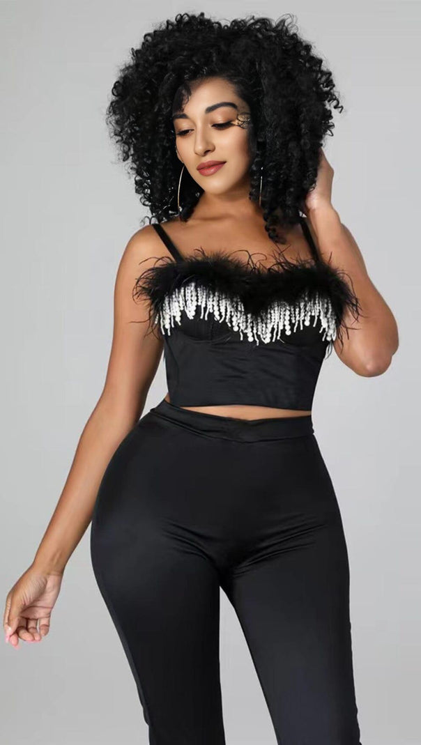 AIIZIE PEARL FEATHER CORSET TOP - product image