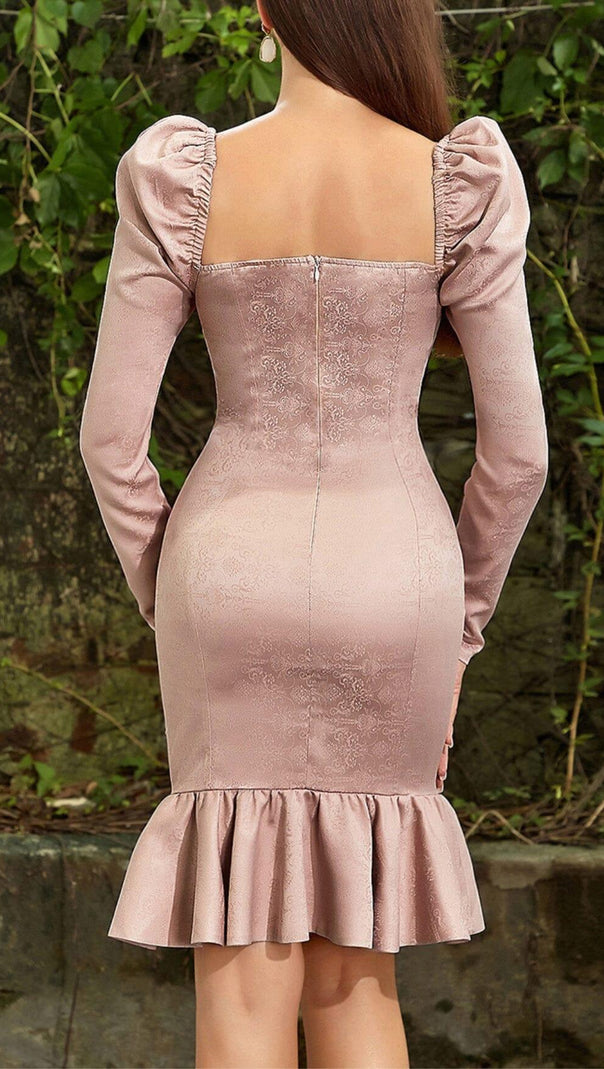 AIIZIE APRICOT FRENCH SEXY PUFF SLEEVE MERMAID DRESS - product image