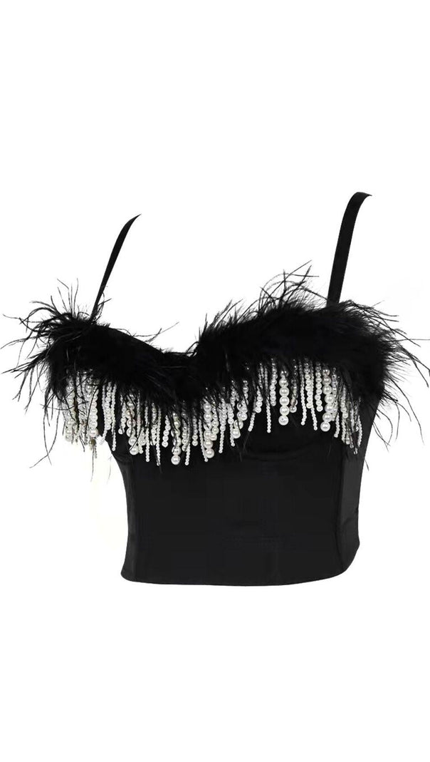 AIIZIE PEARL FEATHER CORSET TOP - product image
