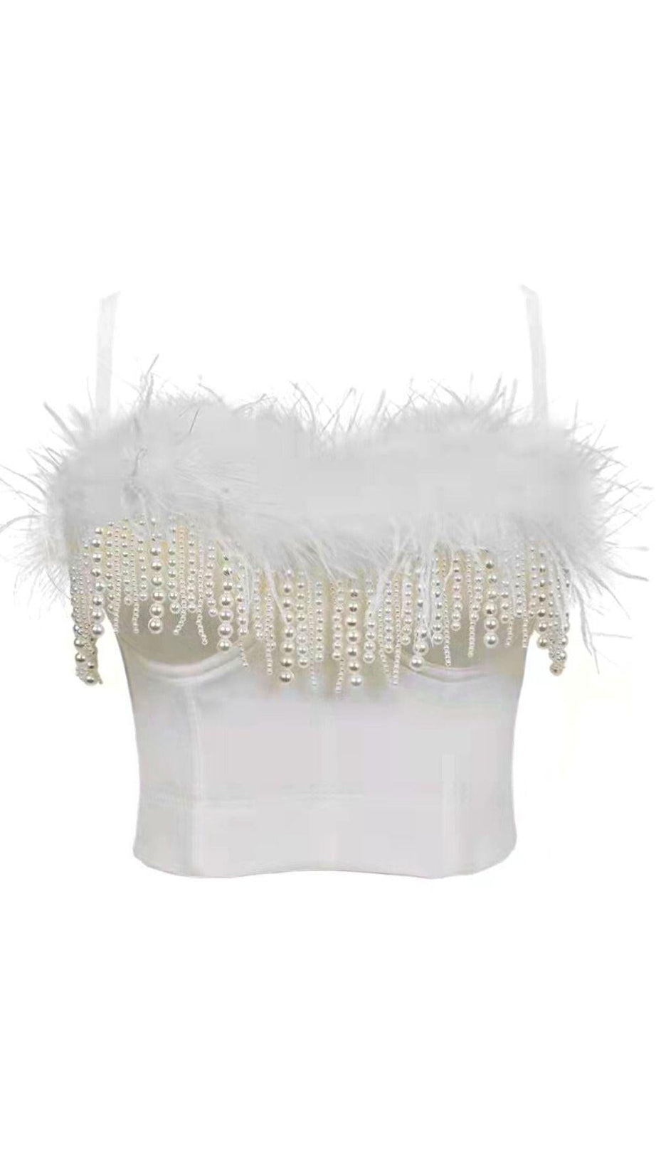 TOP CORSETTO CON PIUME DI PERLA