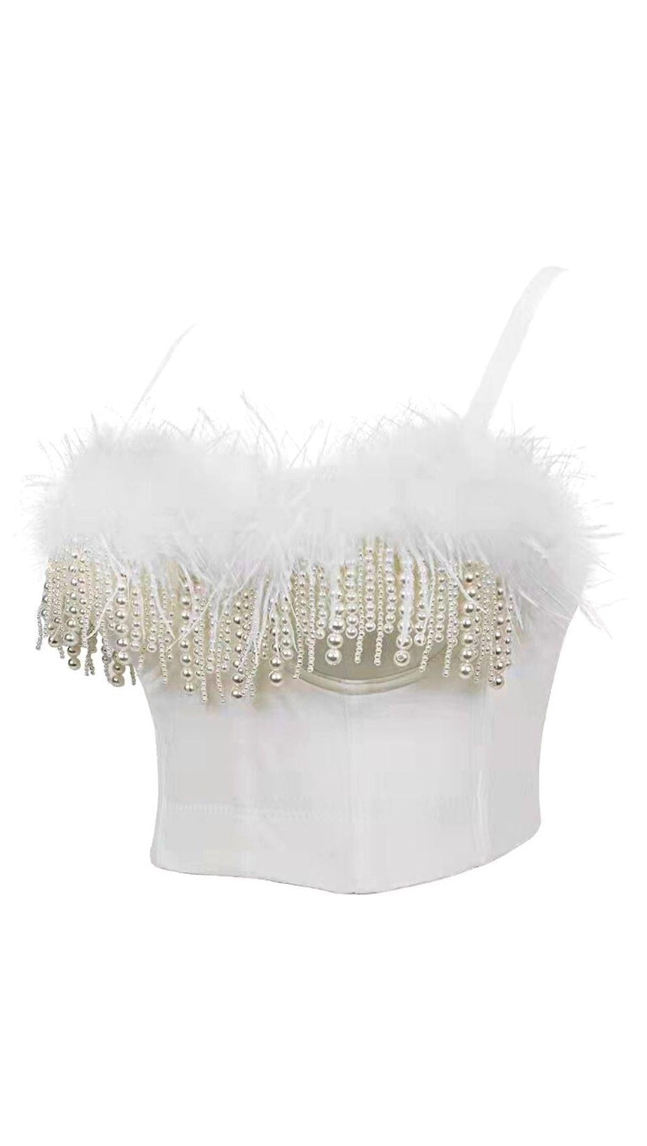 TOP CORSETTO CON PIUME DI PERLA