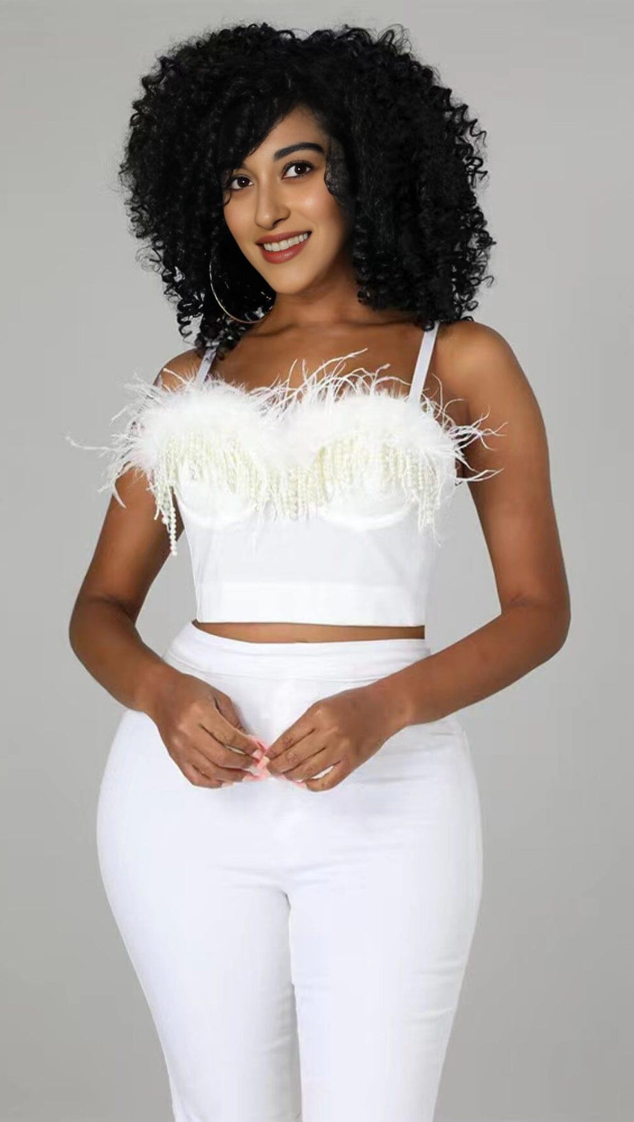 TOP CORSETTO CON PIUME DI PERLA