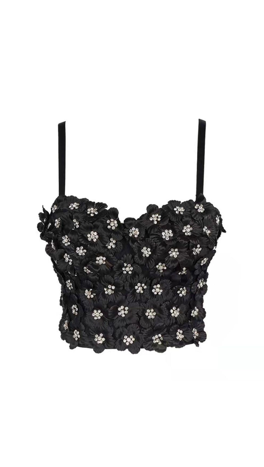 BLACK FLOWER CRYSTAL TOP