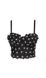 BLACK FLOWER CRYSTAL TOP