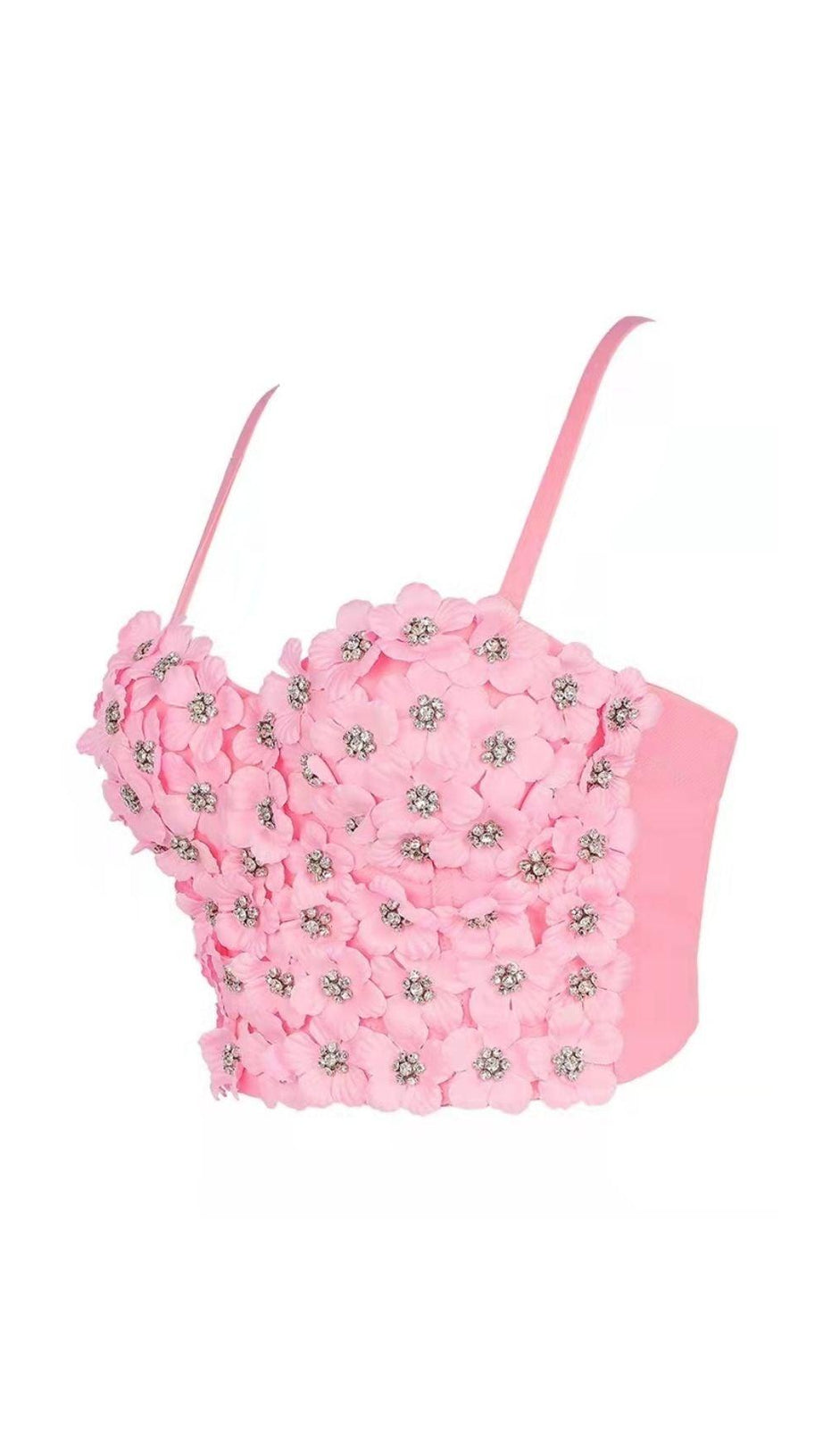 SCHWARZES TOP MIT BLUMENKRISTALL