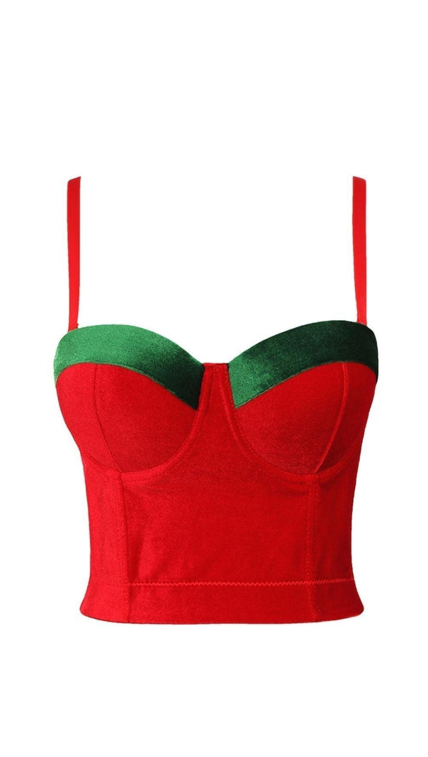 AIIZIE XMAS - STITCHING COLOUR VELVET CORSET - product image
