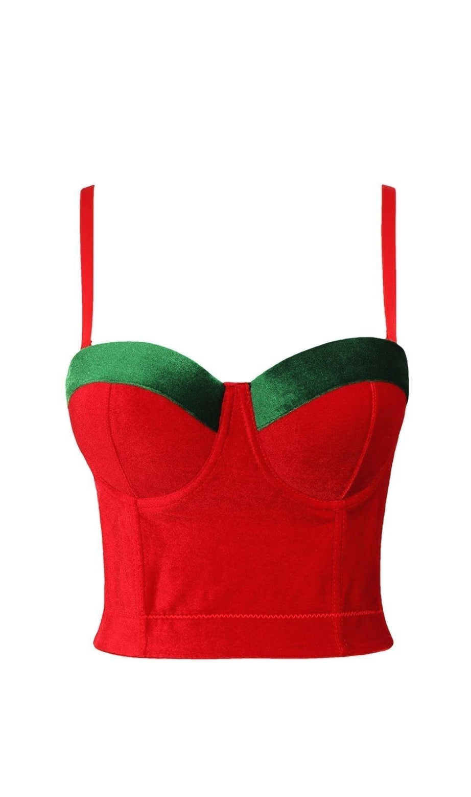 XMAS - STITCHING COLOUR VELVET CORSET