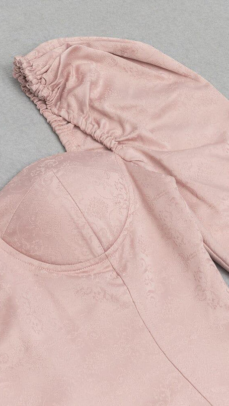 APRICOT FRENCH SEXY PUFF SLEEVE MERMAID DRESS