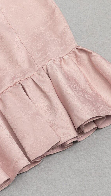 APRICOT FRENCH SEXY PUFF SLEEVE MERMAID DRESS