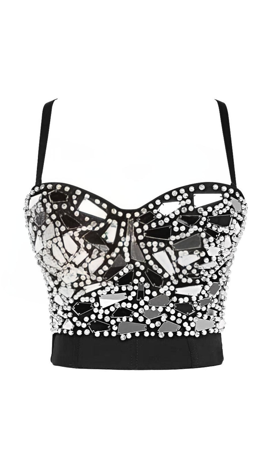 CORSETTO CON PERLINE D'ARGENTO E PAILLETTES