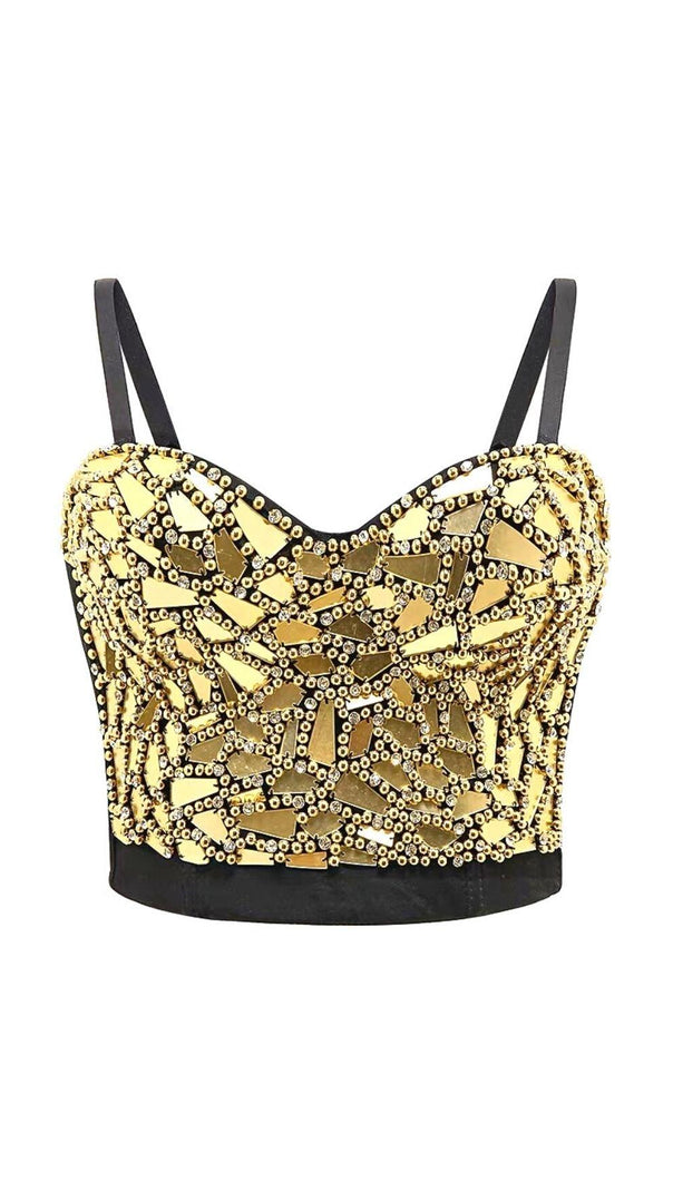 AIIZIE GOLD BEADED SEQUIN CORSET - product image