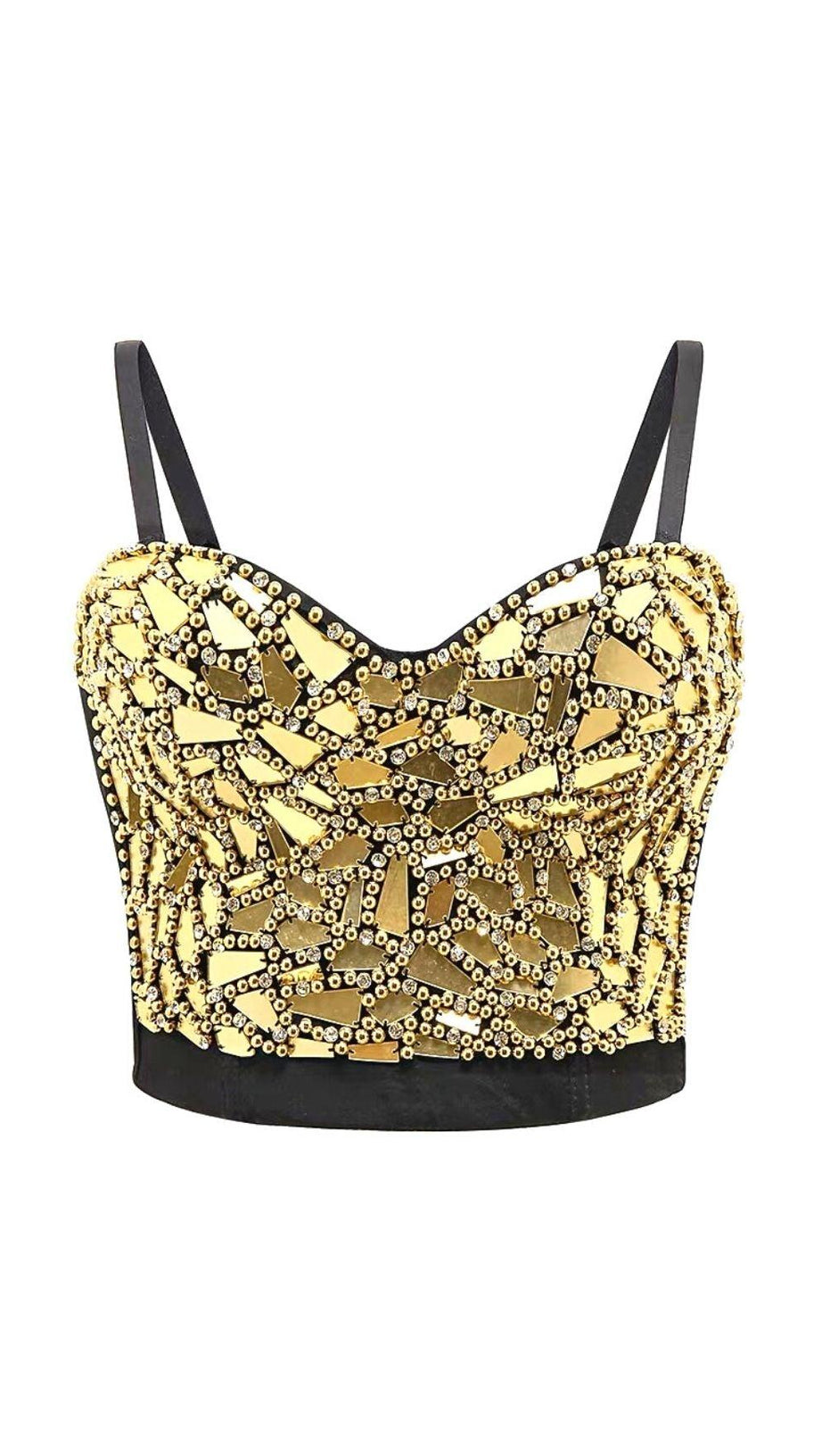CORSETTO CON PAILLETTES E PERLINE ORO