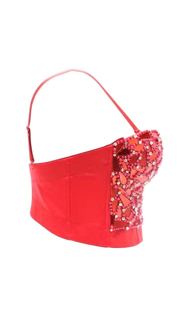 AIIZIE GOLD BEADED SEQUIN CORSET - product image