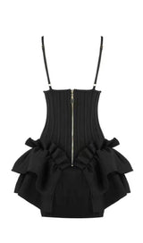 FRILLY BANDAGE MINI DRESS IN BLACK