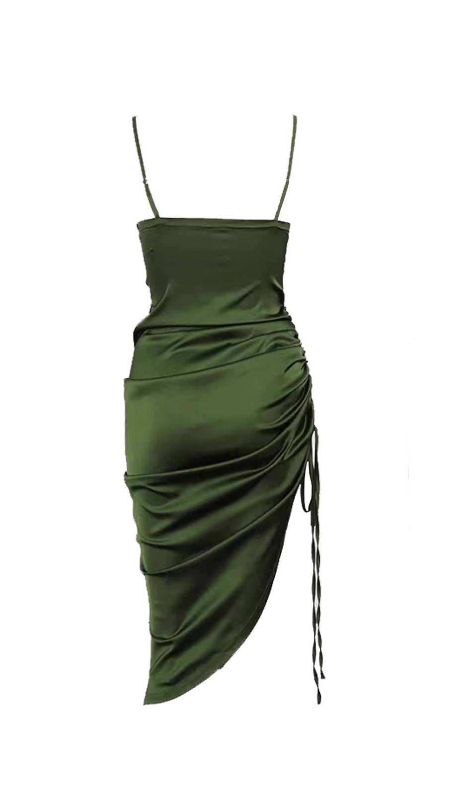 Olivgrünes, plissiertes Sling-Midikleid 