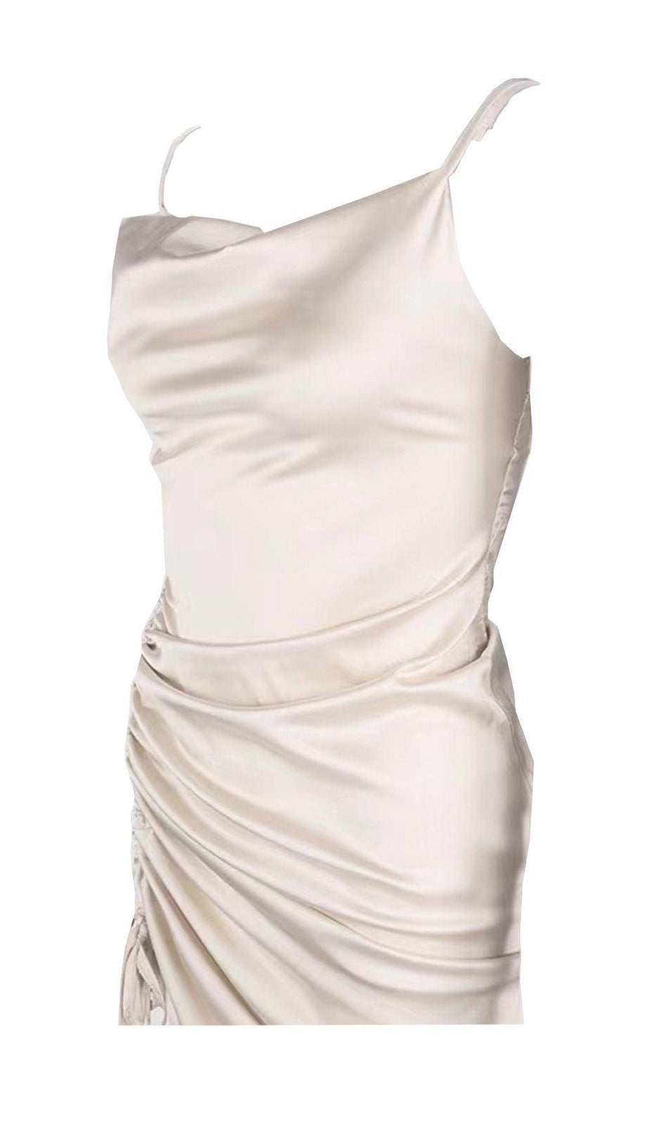 Olivgrünes, plissiertes Sling-Midikleid 