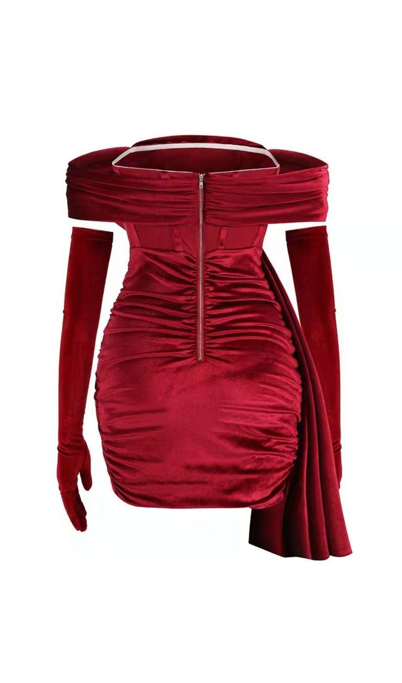 WINE RED VELVET CORSET MINI DRESS