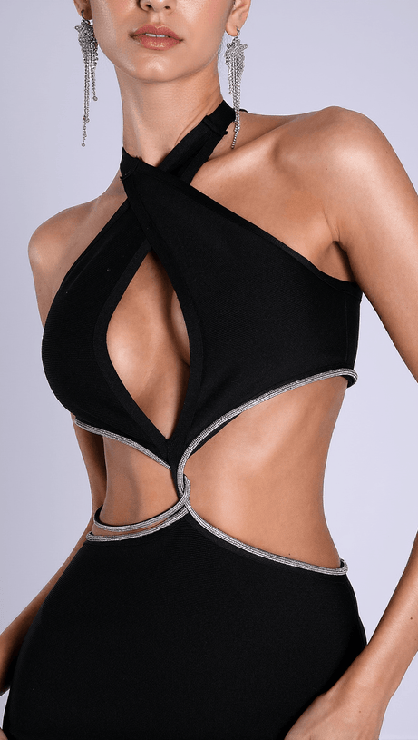 ABITO LUNGO CON CINTURINO E GLITTER MYLA