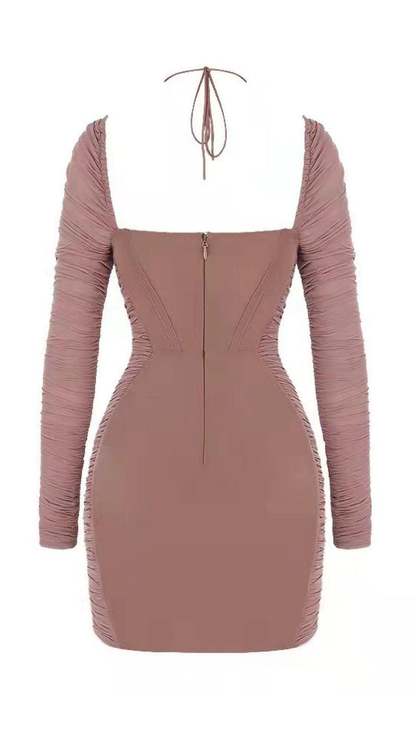 AIIZIE DARK ROSE PINK RUCHED CORSET MINI DRESS - product image